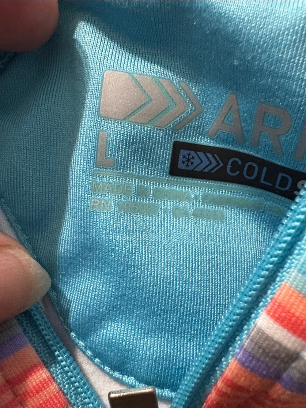 Ariat Tek Cold Series Hoodie Jacket Womens Large Full Zip Blue Striped Hood